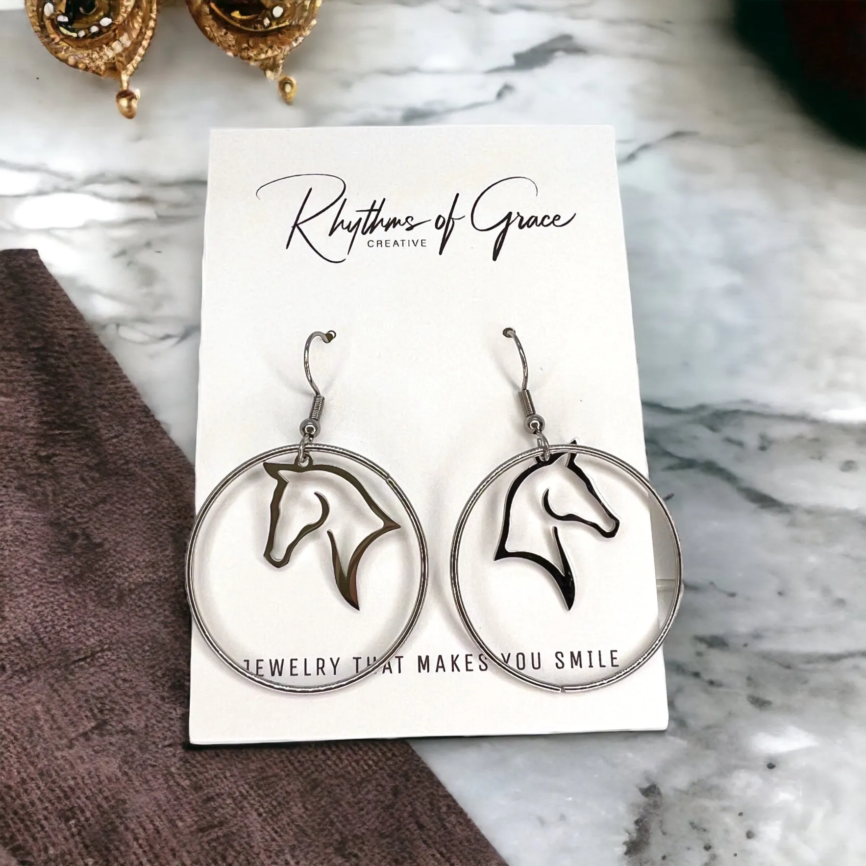 Horse Earrings - Delicate Horse Jewelry, Handmade Earrings, Delicate Jewelry, Horse Accessories