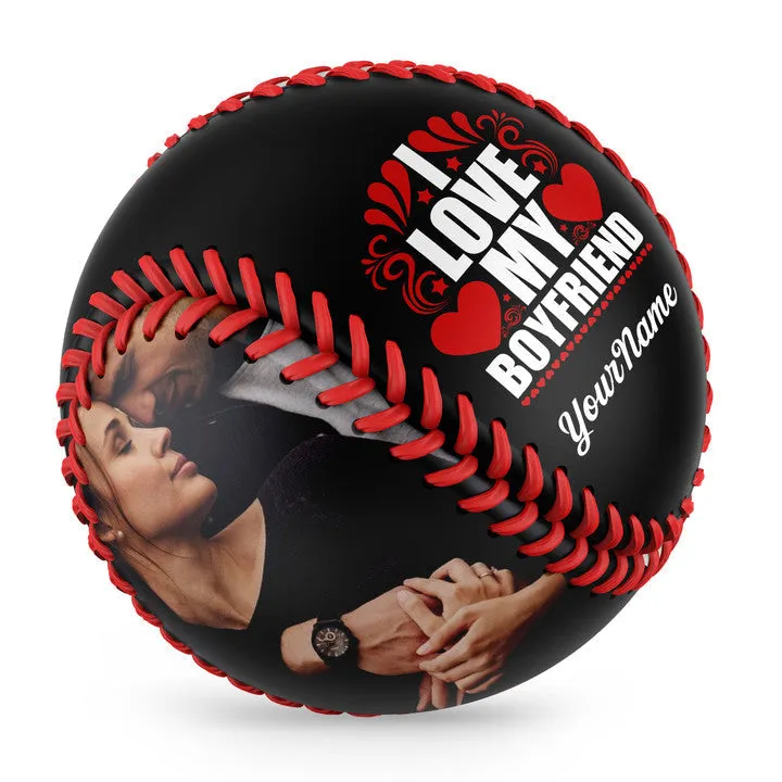 'I Love My Boyfriend ' Couple Photo Baseballs