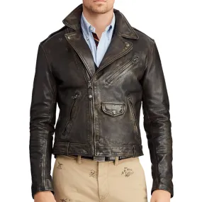 Iconic Men's Cowhide Leather Biker Motorcycle Jacket