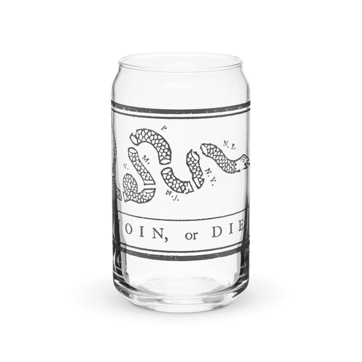 Join or Die Can-shaped glass