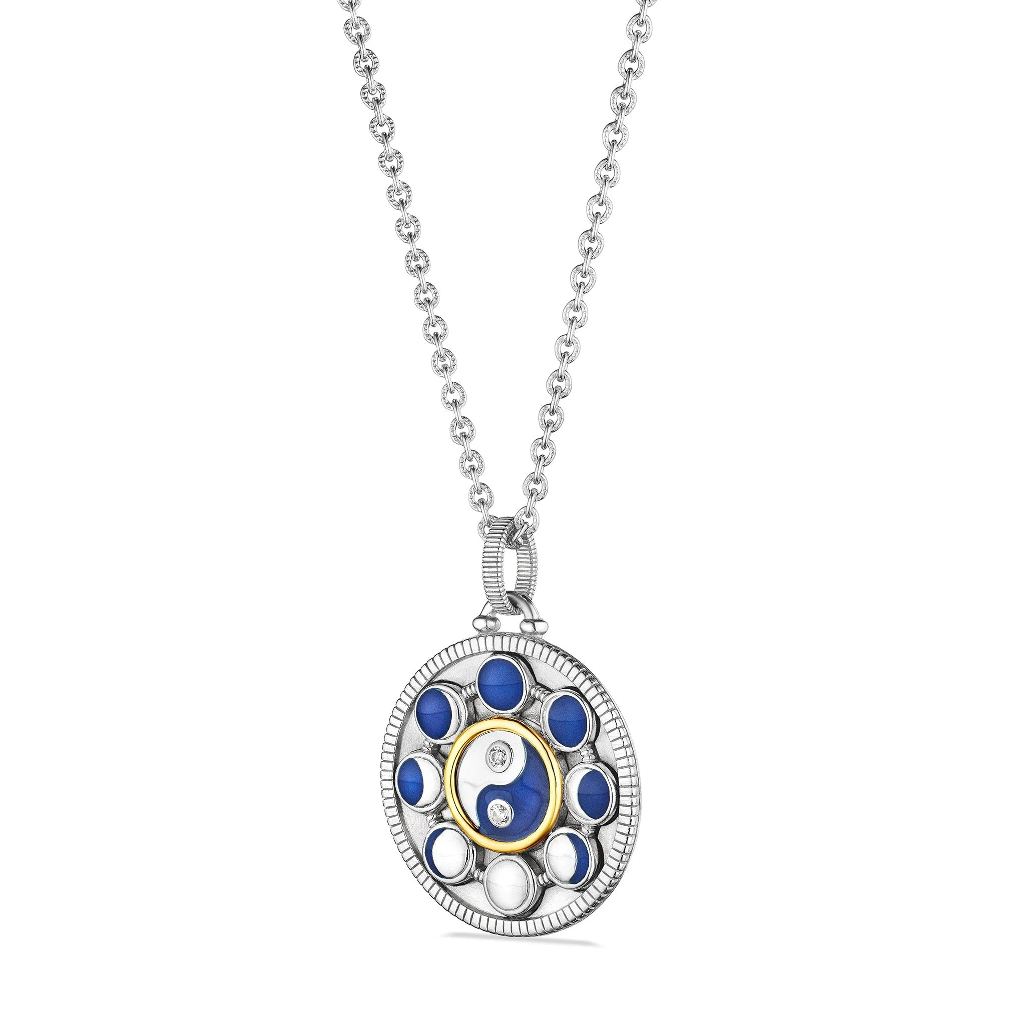 Little Luxuries Long Moon Phase Medallion Necklace with Diamonds and 18K Gold