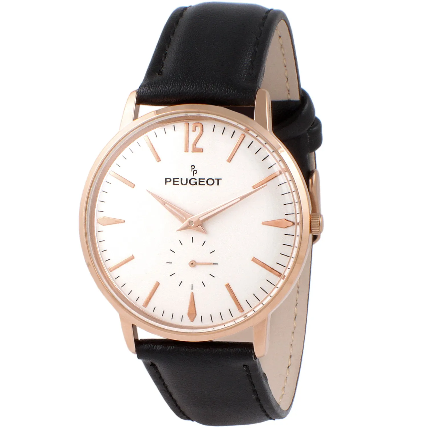 Men's 40mm Rose Gold Vintage Remote Sweep Leather Strap Watch