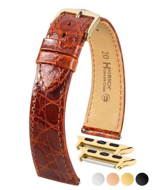 Mens HIRSCH GENUINE CROCO Shiny Watch Strap  1892  08