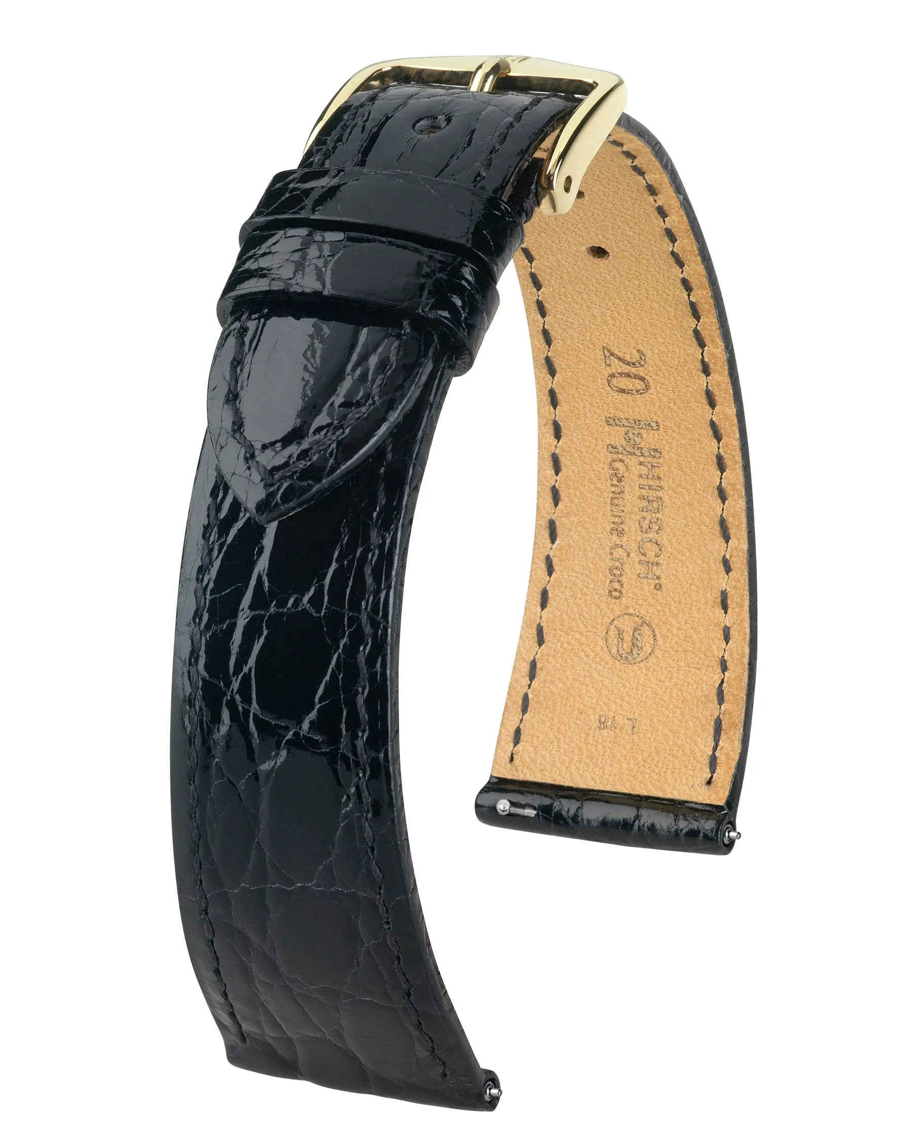 Mens HIRSCH GENUINE CROCO Shiny Watch Strap  1892  08