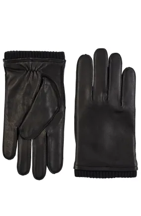 NAPPA LEATHER GLOVE WITH CASHMERE RIB CUFF