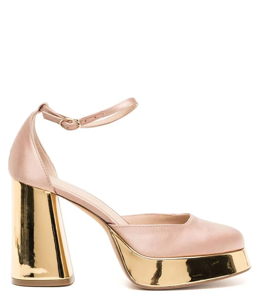 Nude/Gold Platform Heel