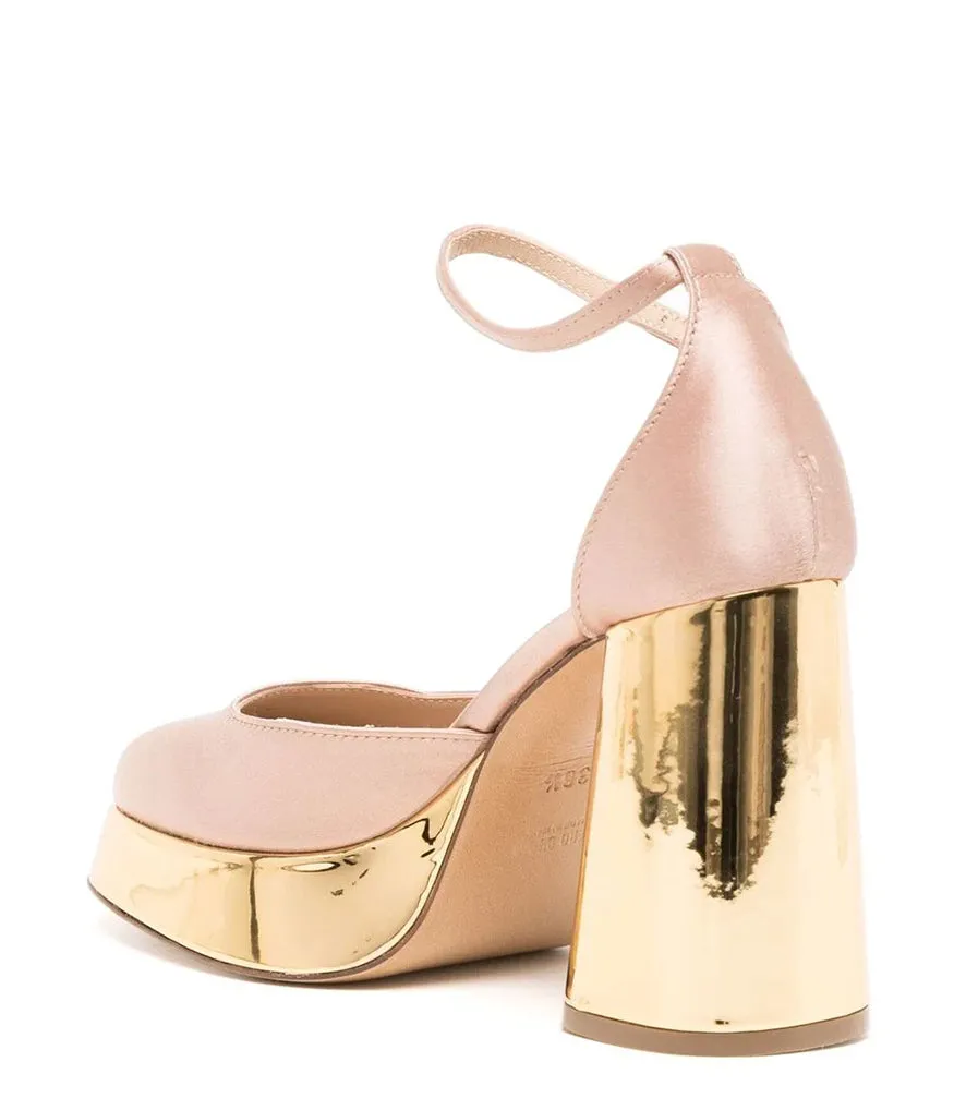 Nude/Gold Platform Heel