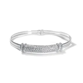 One Size Bracelet With Silver And CZ Bar Design