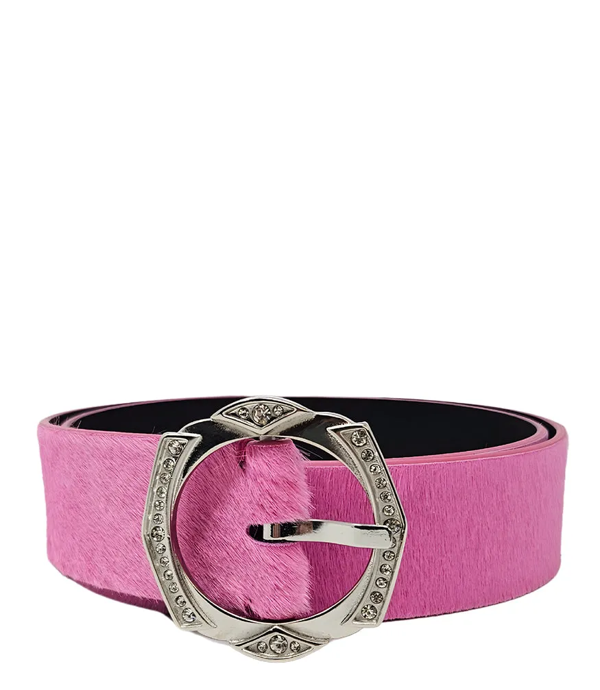 Pink Short Calf Hair Belt