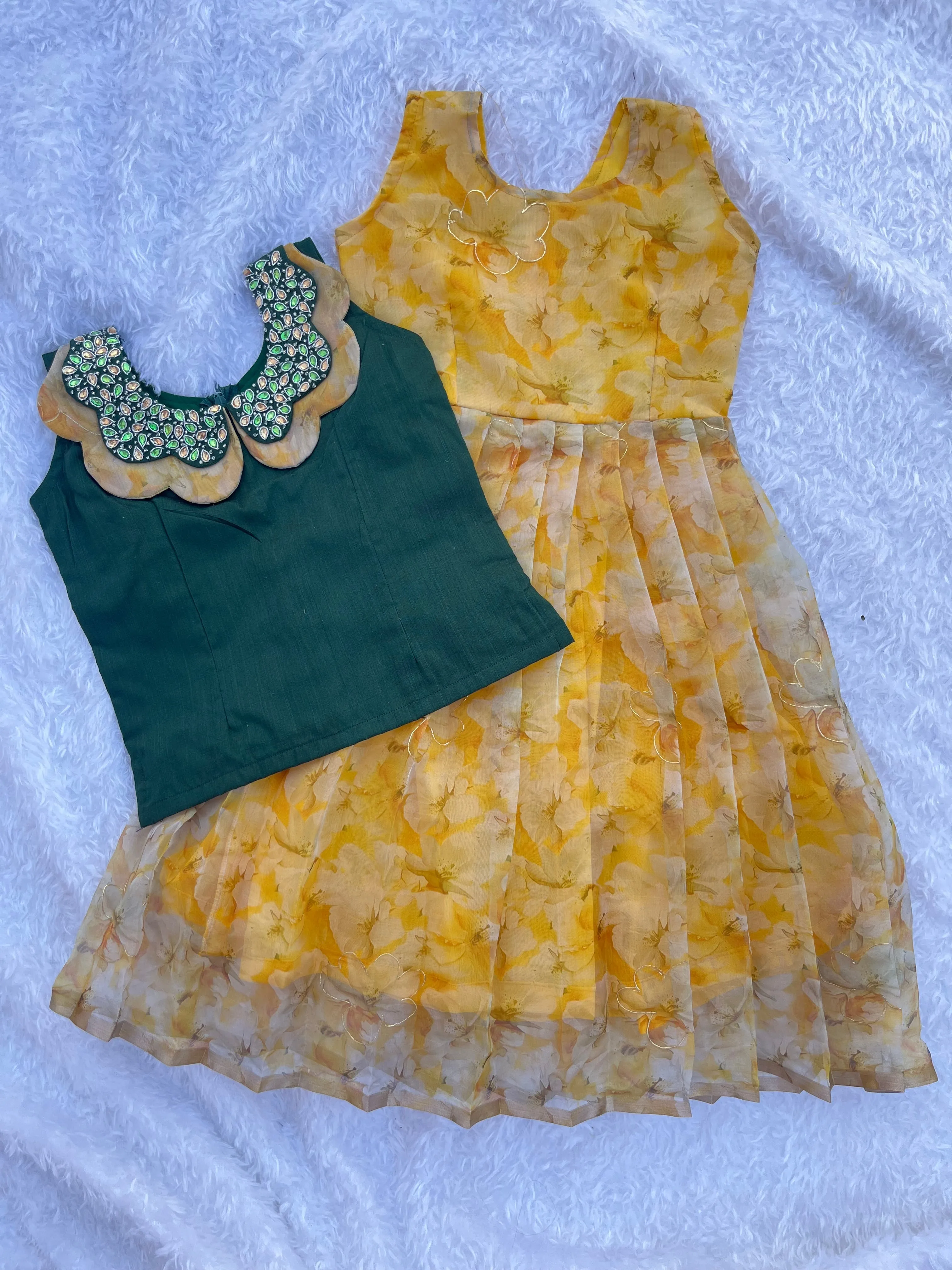 PRE ORDER : Little Princess Charm: Organza Frock with Hand Embroidery