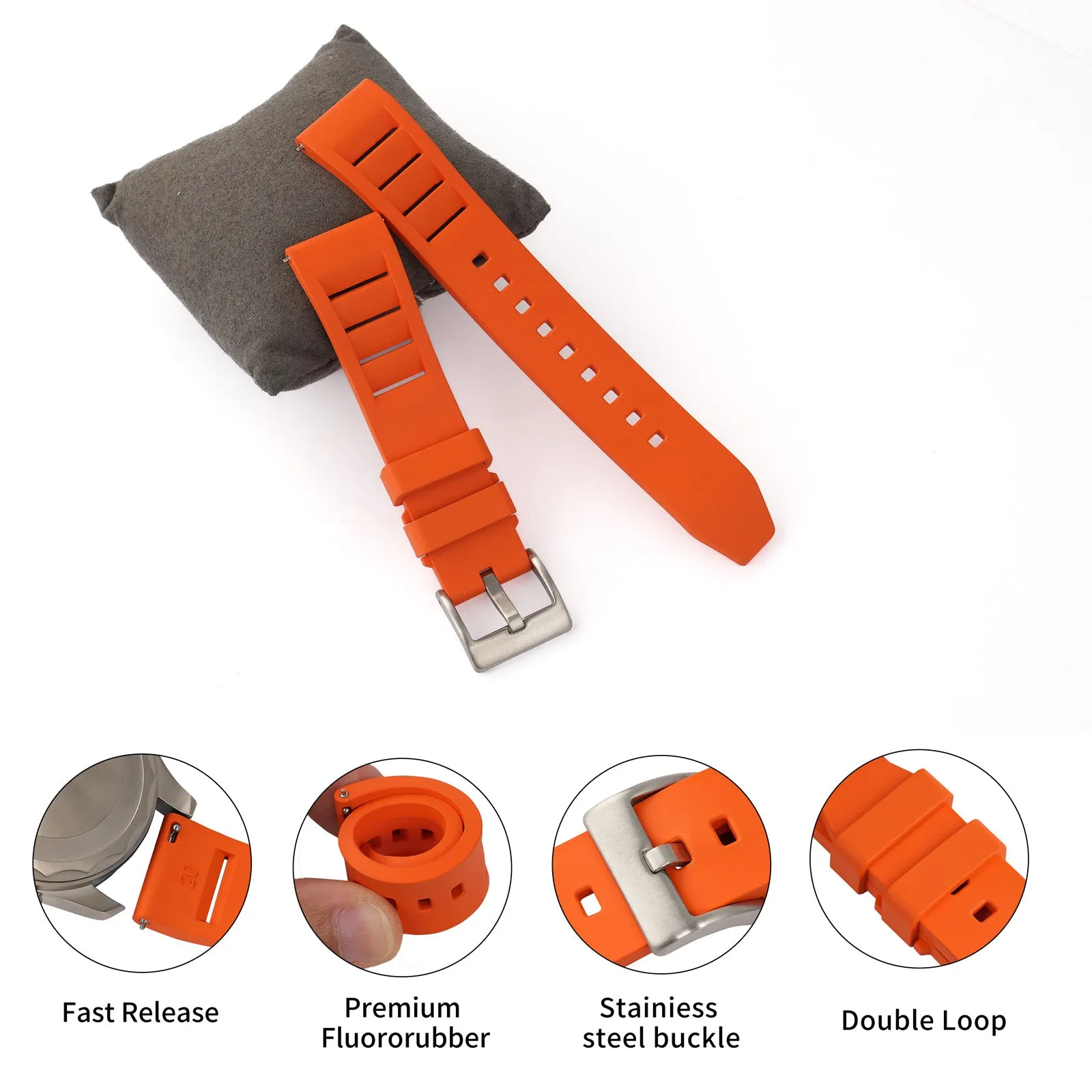 Premium-Grade FKM Fluoro Rubber Watch Strap