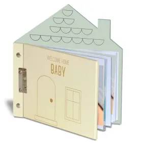 "welcome Home, Baby" Wooden Album In Cream/mint