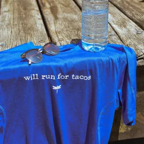 "will run for tacos" men's athletic tee