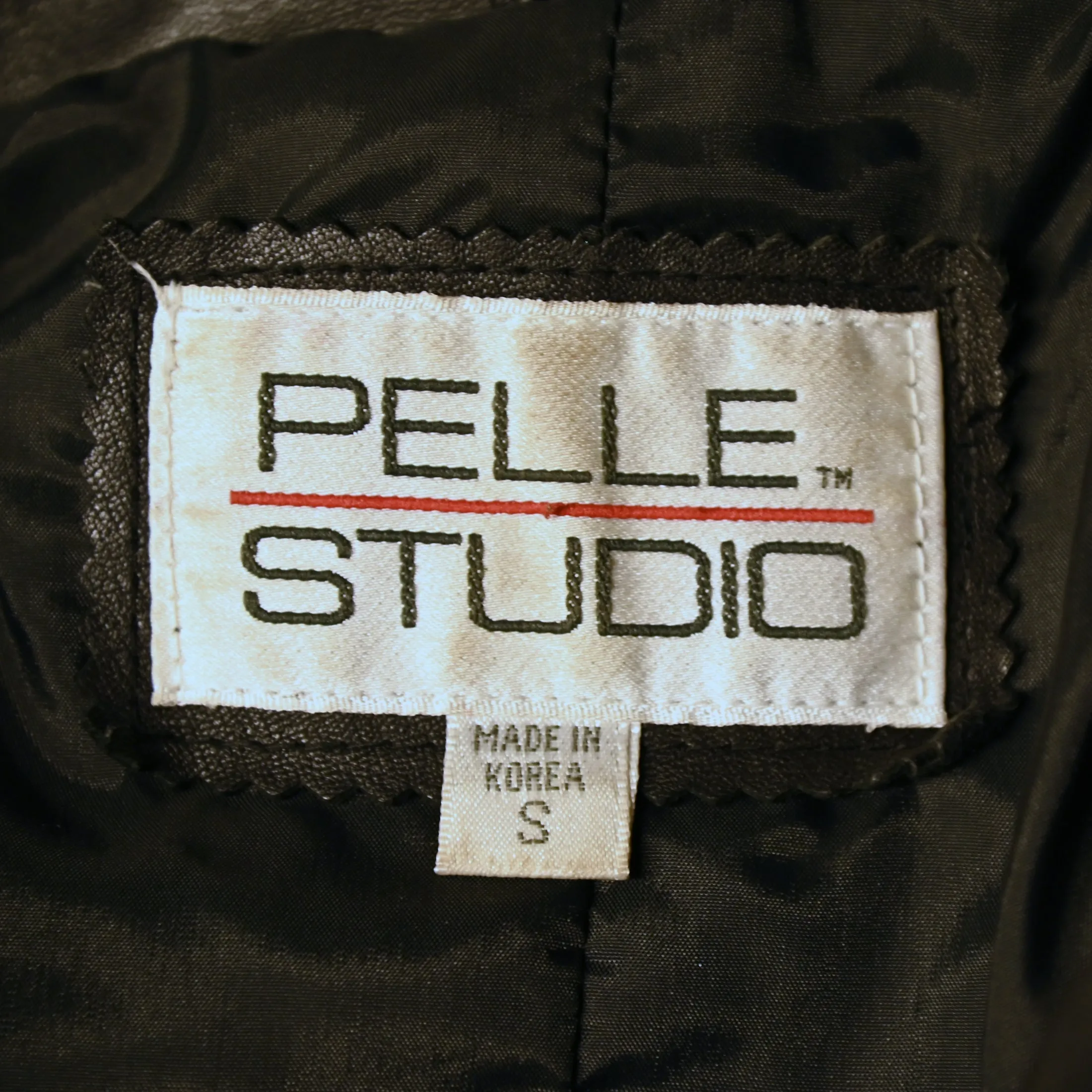 SOLD Pelle Studio Vintage Black Leather Coat with Capelet, Wasp Waist Fit & Flare S