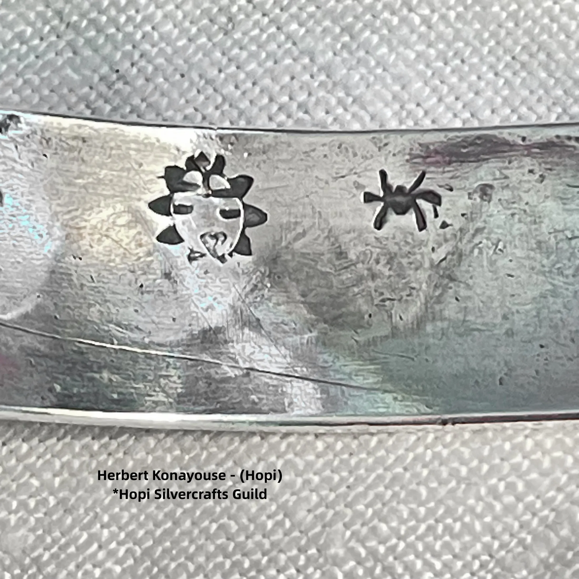 SOLD Vintage Native American Hopi Sterling Bracelet, Hallmarked Herbert Konayouse