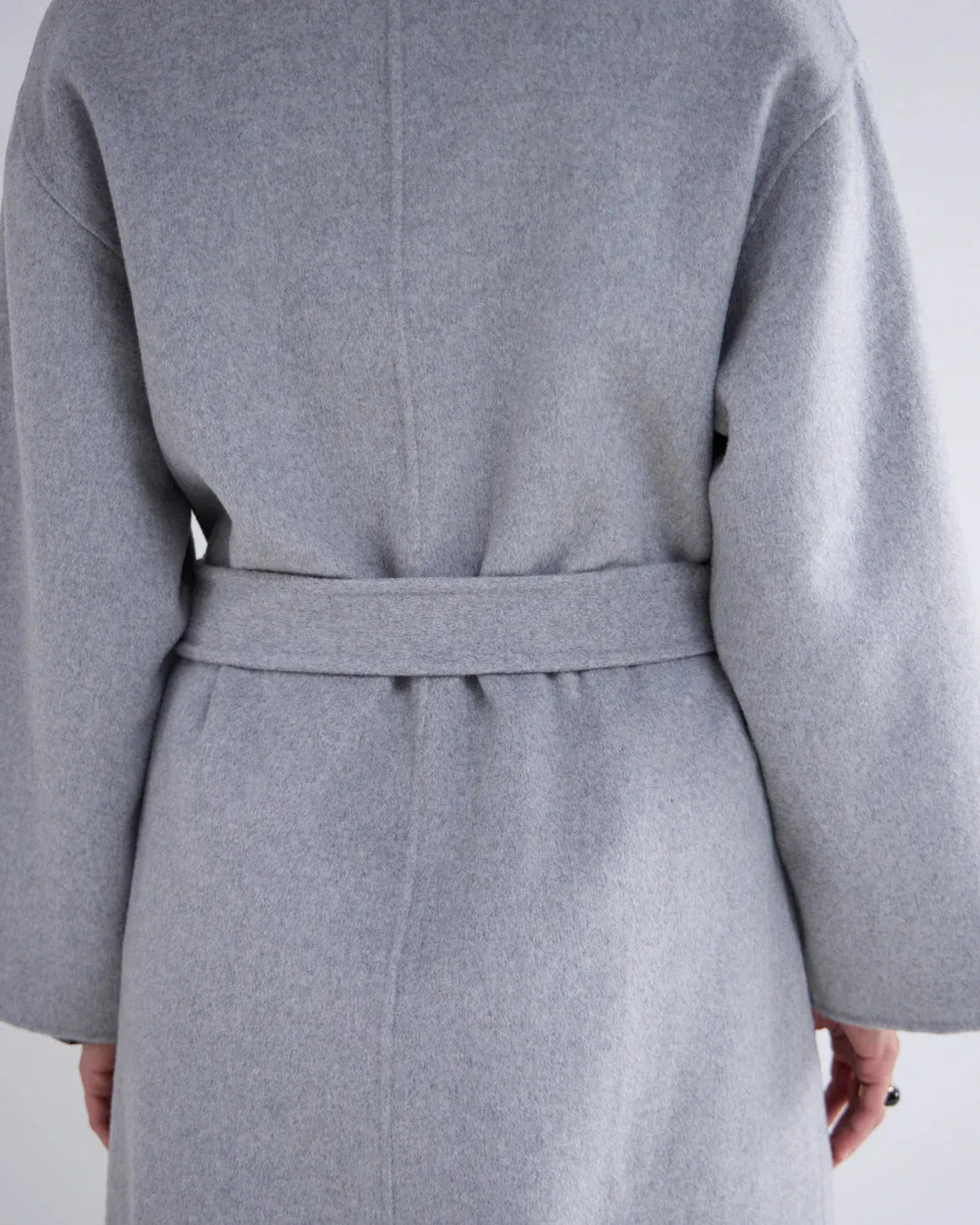 Summum Belted Wool Coat In Grey