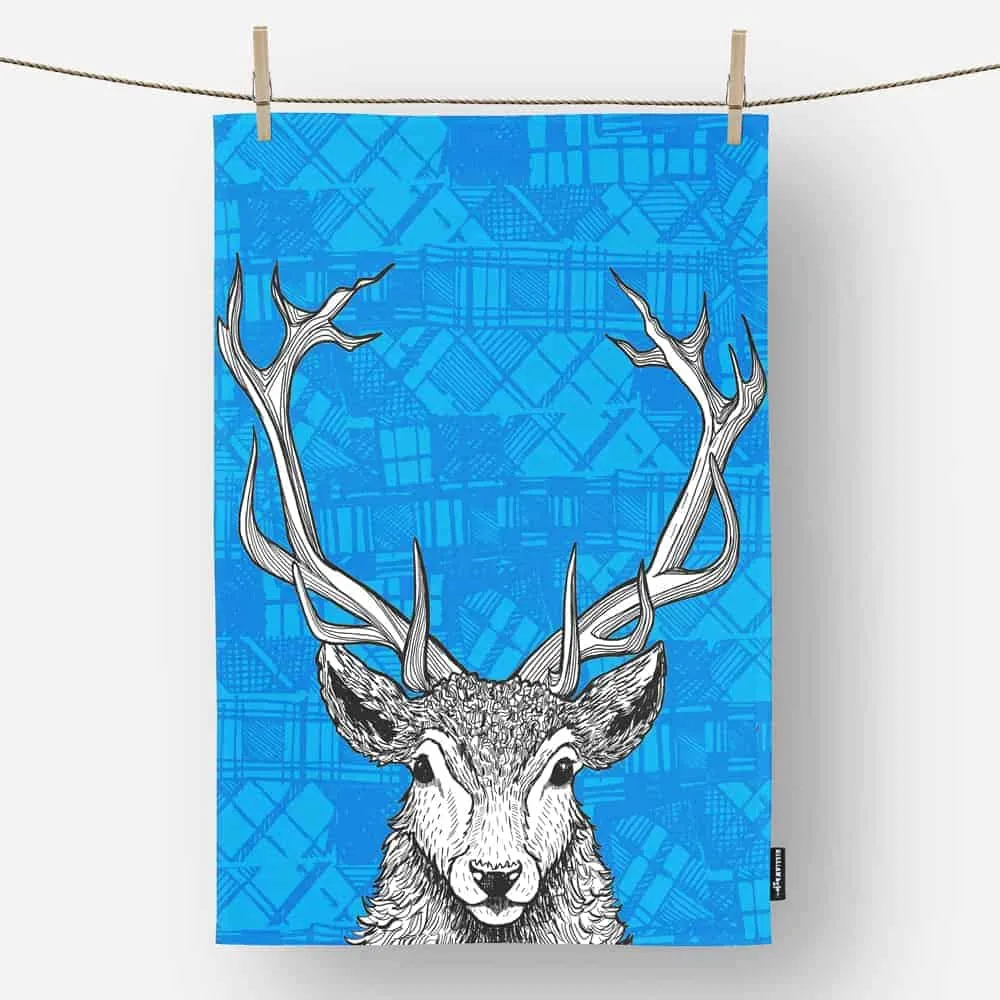 Tartan Stag Tea Towel