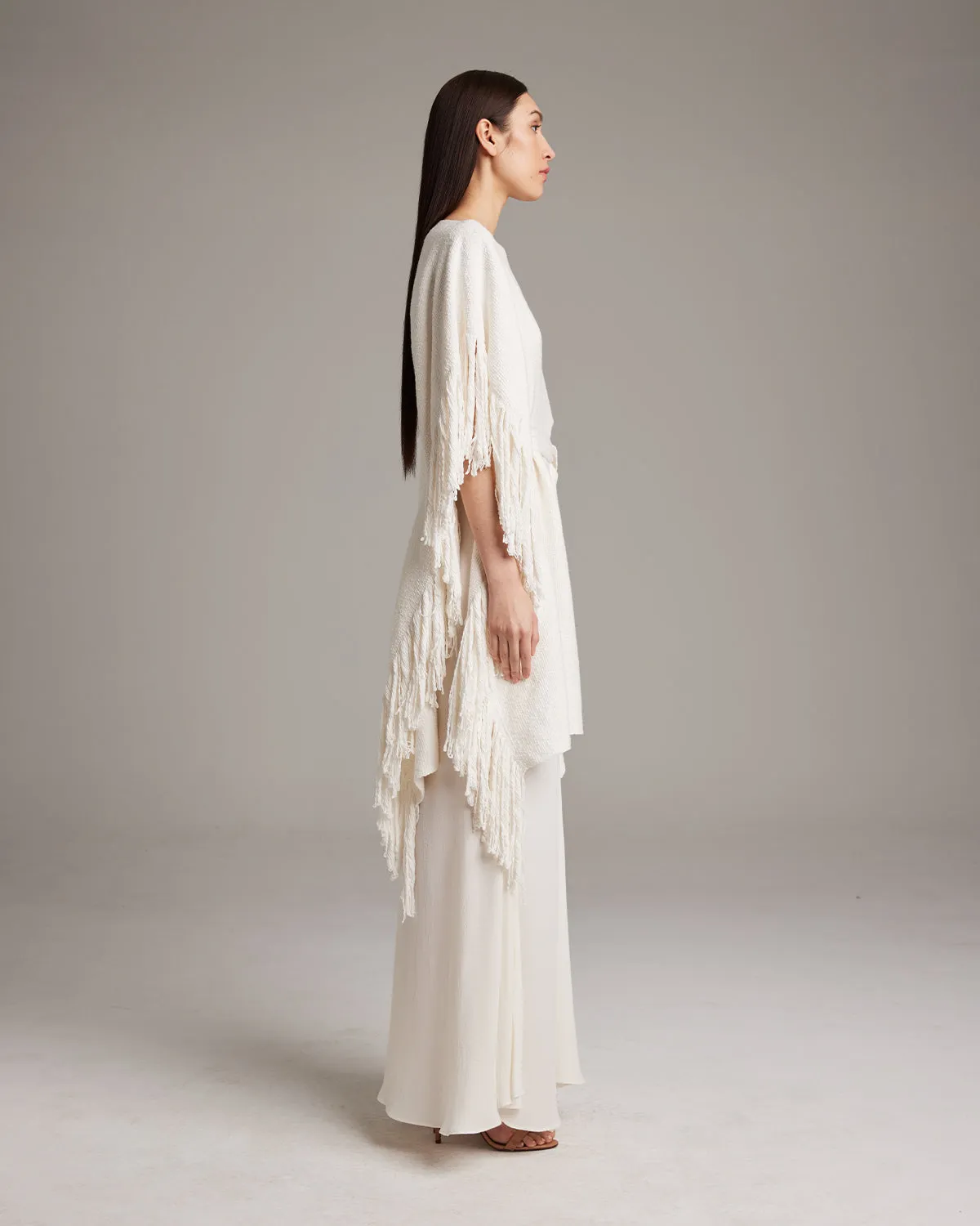 Textured Cotton Fringe Kaftan