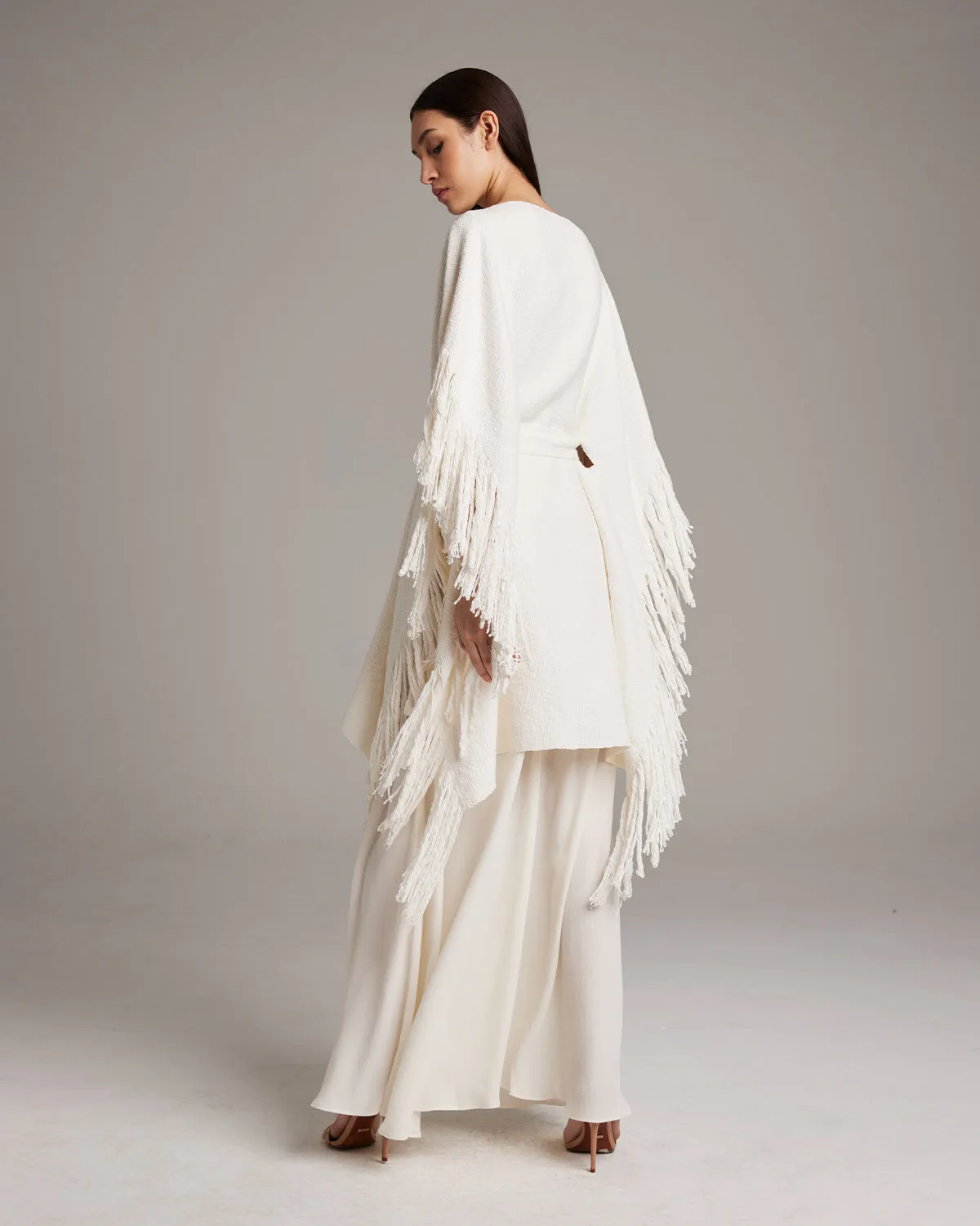 Textured Cotton Fringe Kaftan