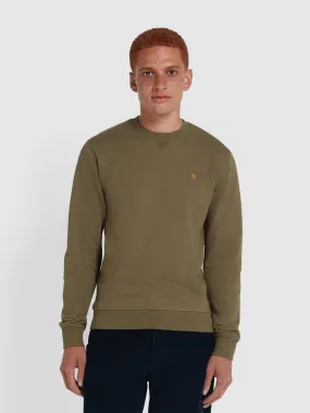 Tim Organic Cotton Crew Neck Sweatshirt In Farah Khaki Marl