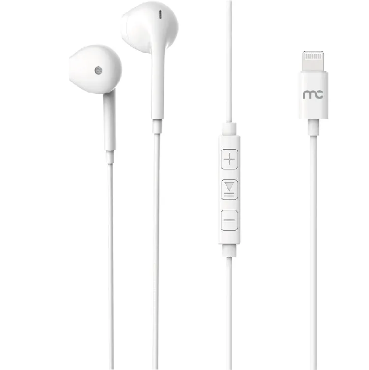 WIRED STEREO HEADSET WITH MFI LIGHTNING CONNECTOR WHITE