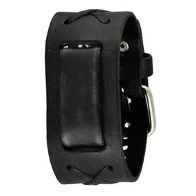 X Black Leather Cuff